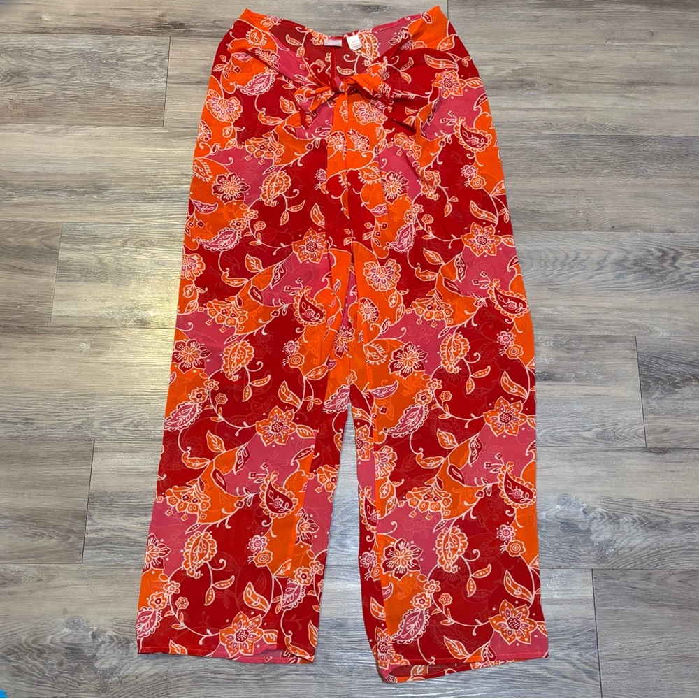 VINTAGE Y2K Victoria’s Secret tie front beachy semi sheer wide leg pants sZ L